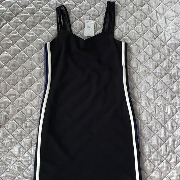 NEW black dress with blue/white stripes on side - Picture 1 of 5